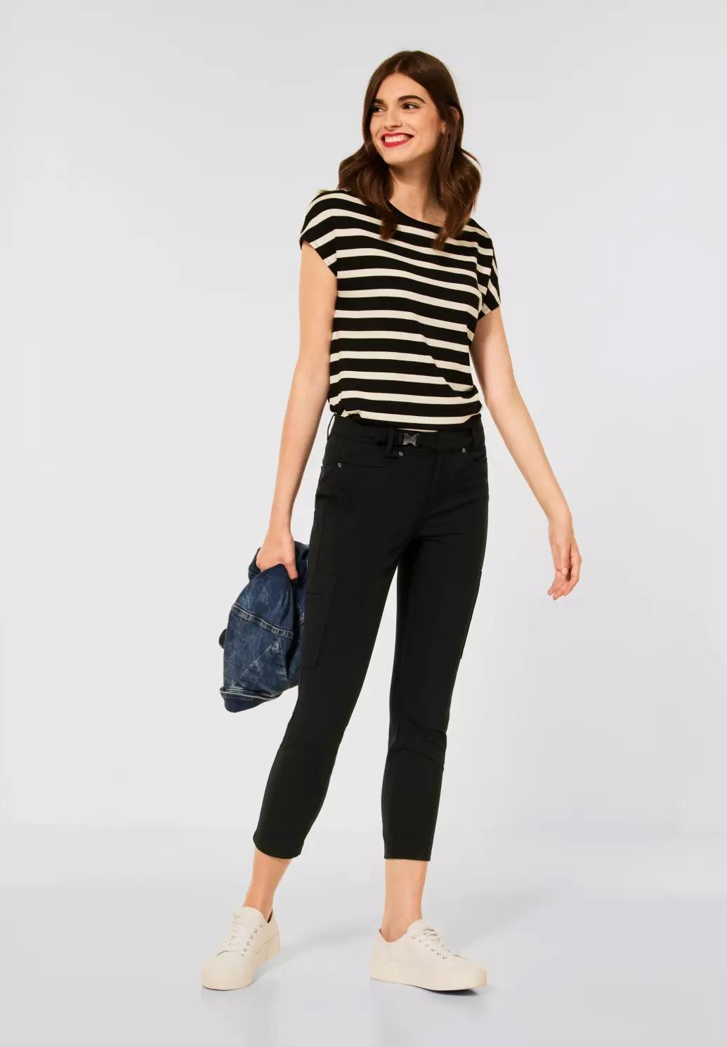 Street One Slim fit nohavice YORK, čier.