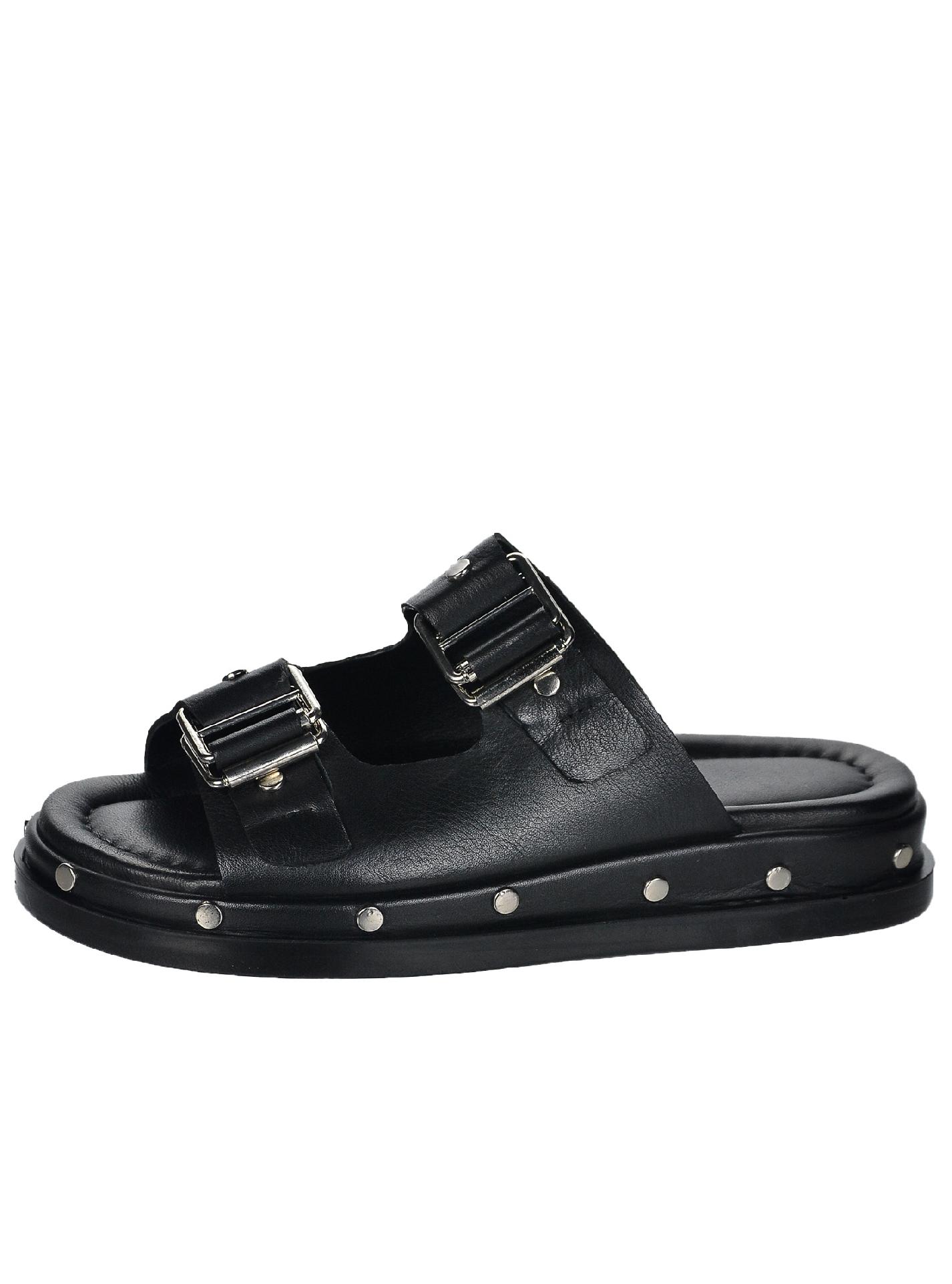 OLIVIA SHOES Čierne dámske šľapky s cvokmi