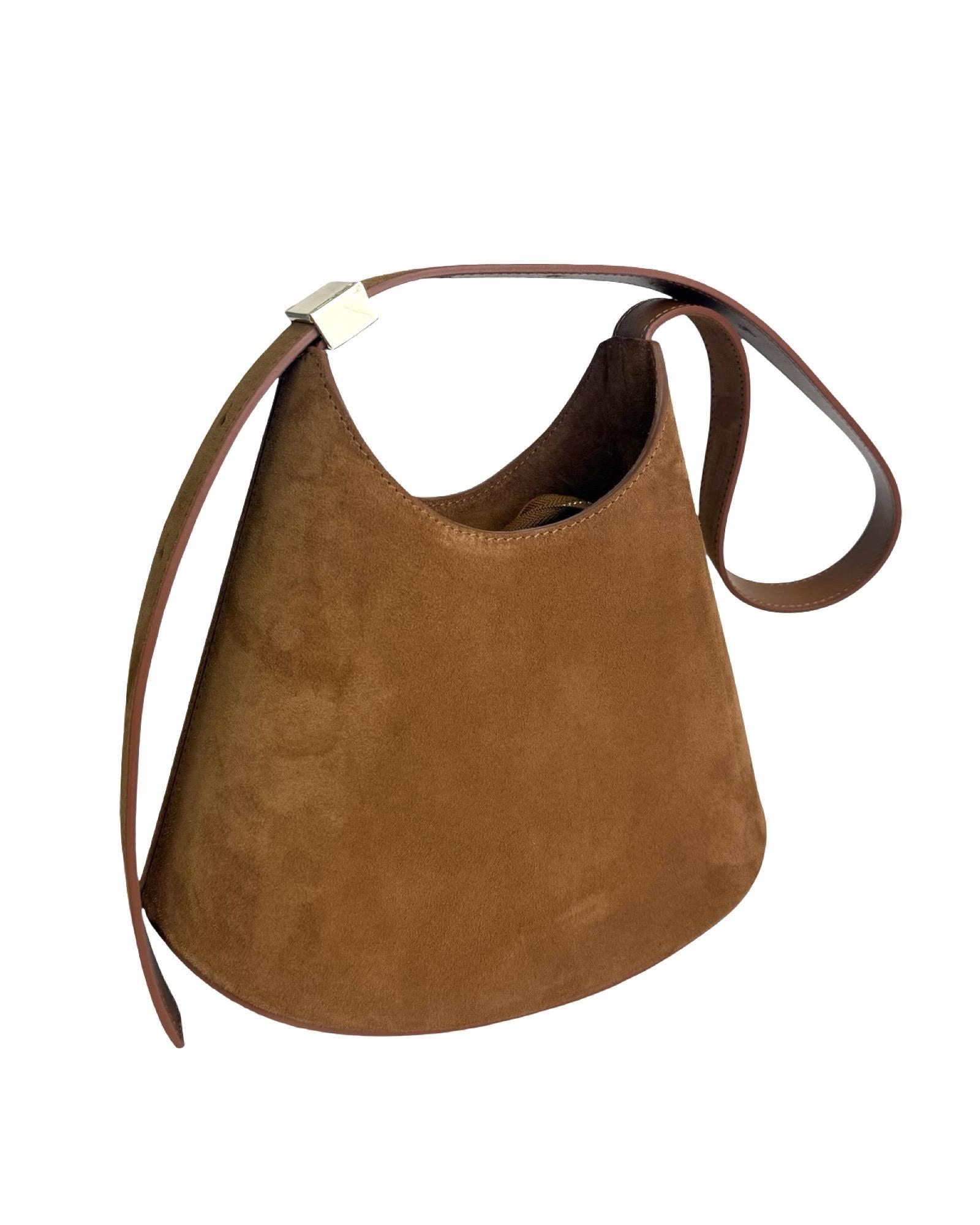 Kabelka s brúsenej kože, karamel