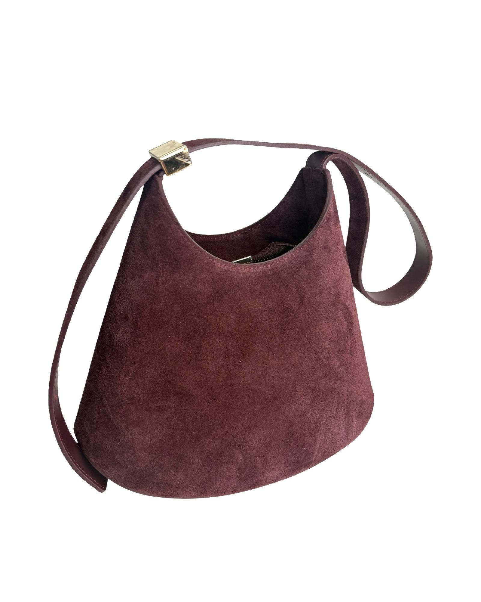 Kabelka s brúsenej kože, bordová