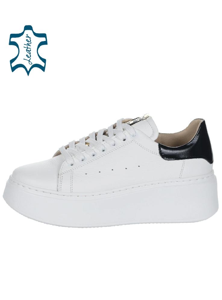 OLIVIA SHOES biele tenisky s čiernou pätou