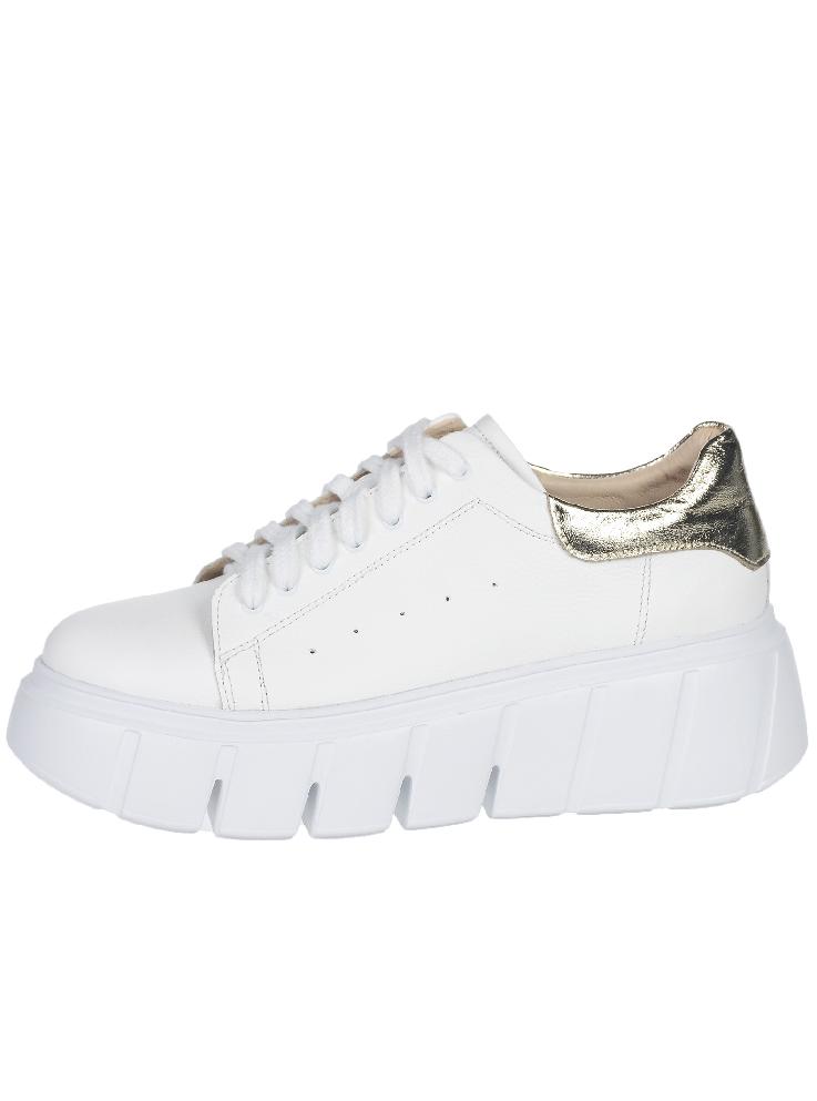 OLIVIA SHOES biele tenisky so zlatou pätou na rebrovanej podošve