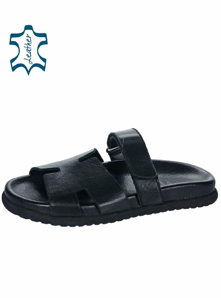 OLIVIA SHOES čierne moderné šľapky na suchý zips