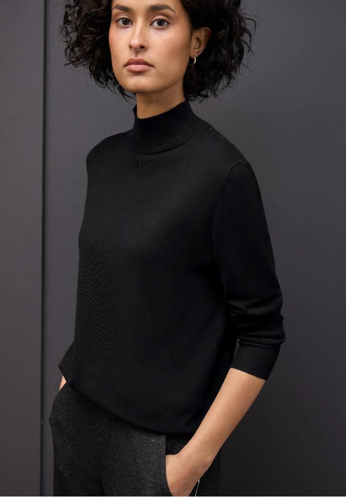 Street One sveter s rolákom, čierny
