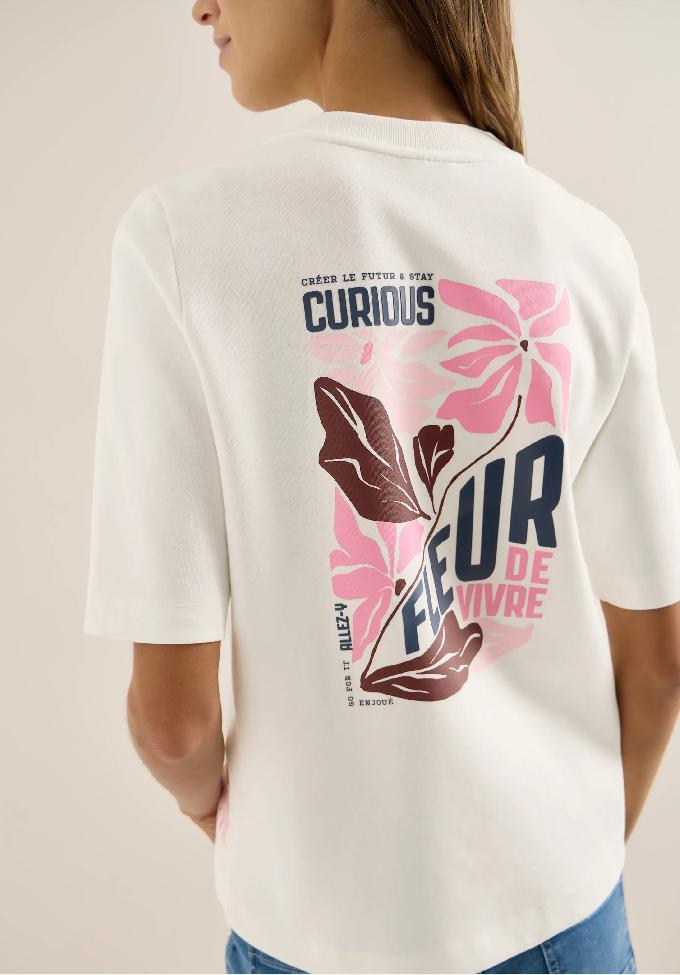 CECIL mikina s krátkym rukávom a potlačou na chrbte