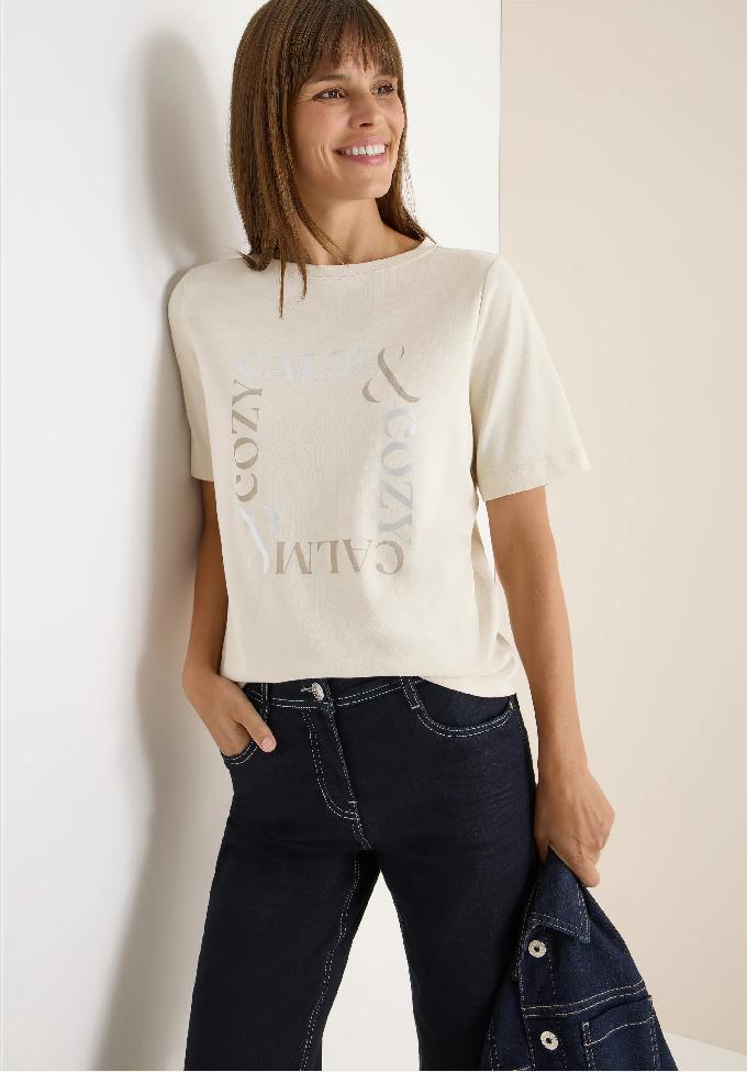 CECIL tričko s potlačou vpredu, bež
