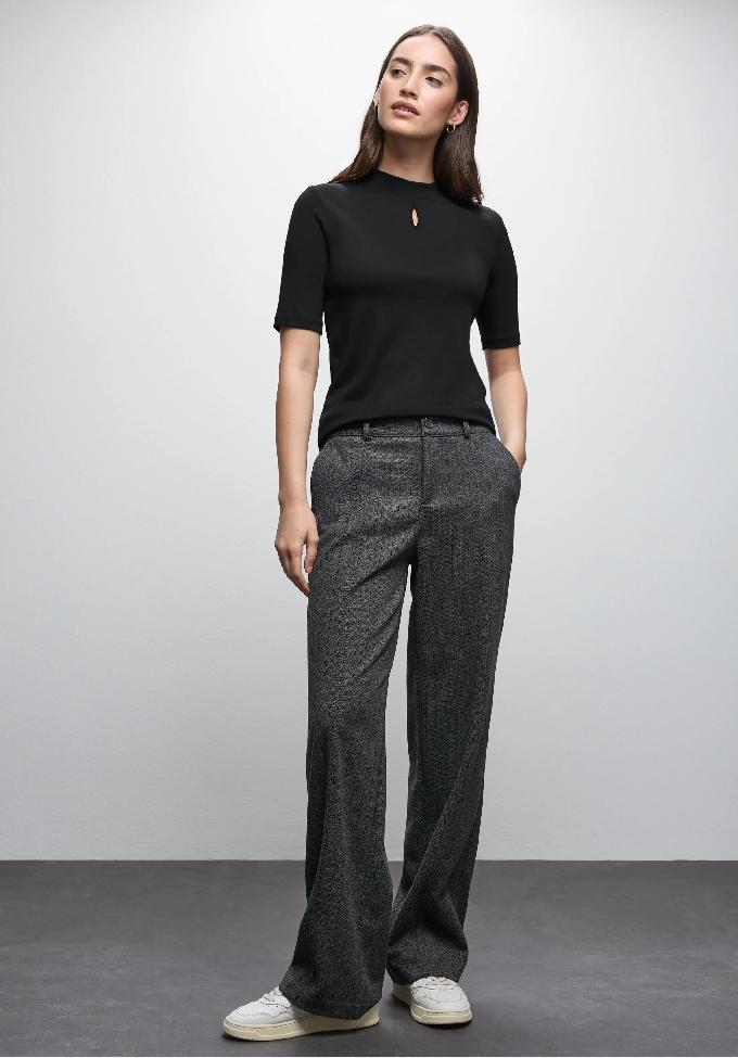 Street One tričko s výstrihom, čier