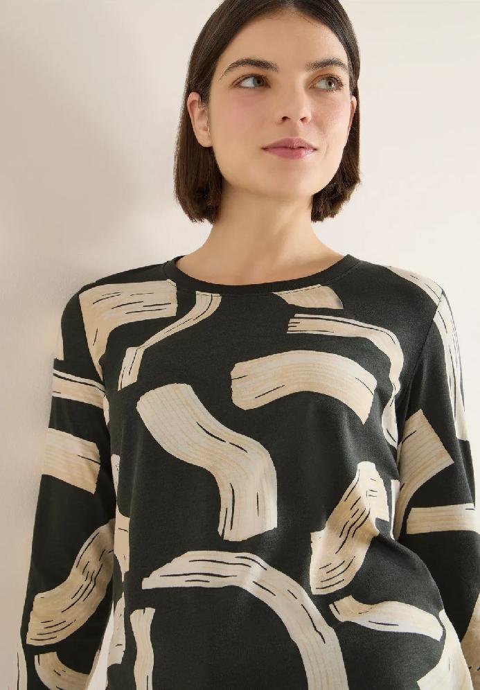 CECIL vzorované tričko, kaki