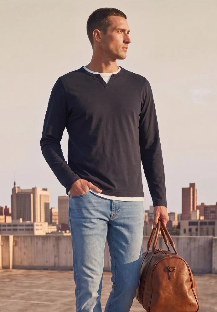 Street One MEN tričko Henley v 2-v-1 vzhľade, mod