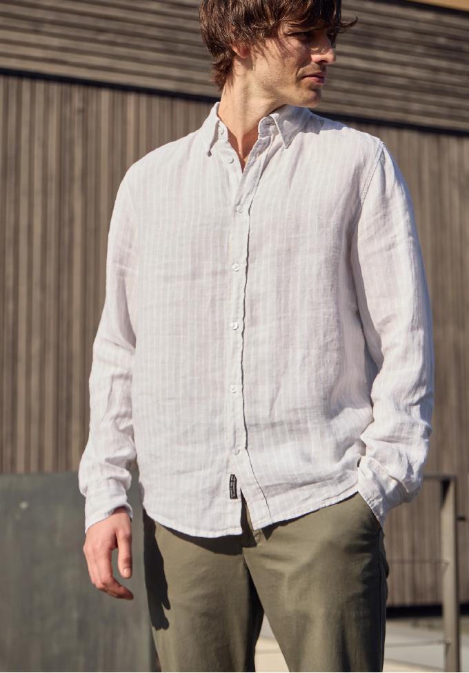 Street One ľanová košeľa s dlhým rukávom a pruhmi