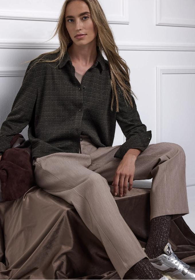 Street One košeľová blúzka s károvaným a žakárovým vzorom