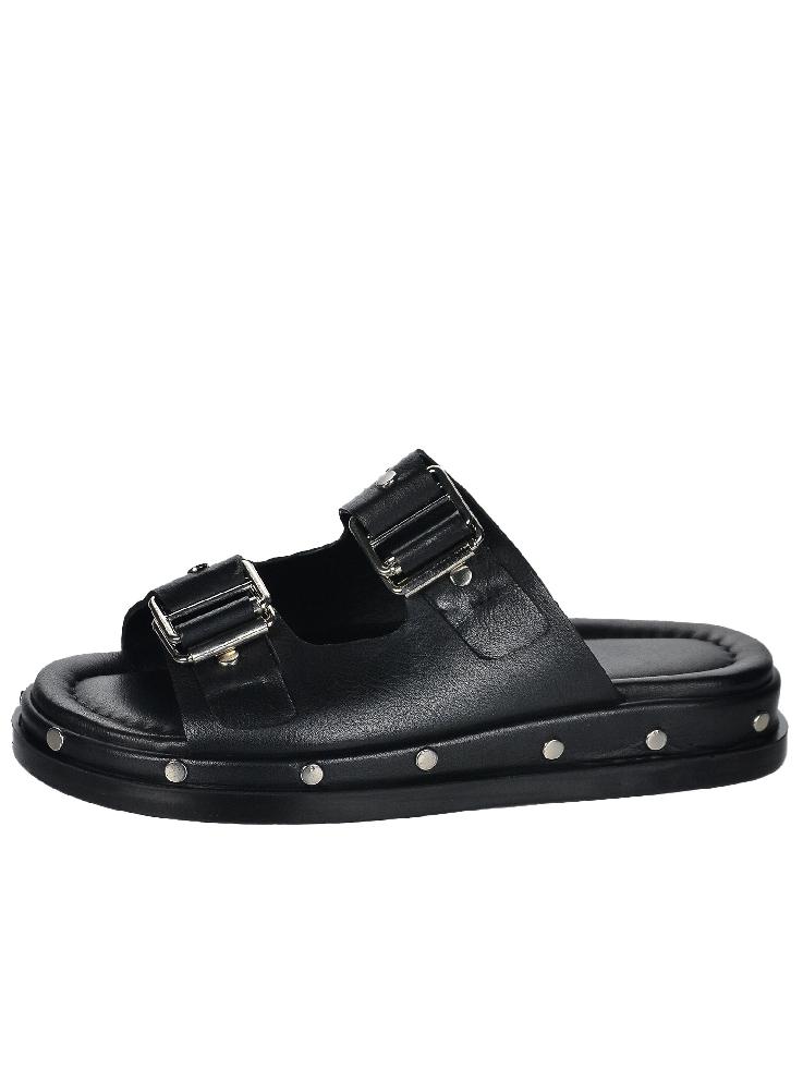 OLIVIA SHOES Čierne dámske šľapky s cvokmi