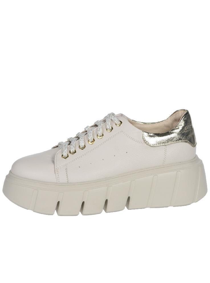 OLIVIA SHOES béžové tenisky so zlatou pätou na rebrovanej bežovej podošve