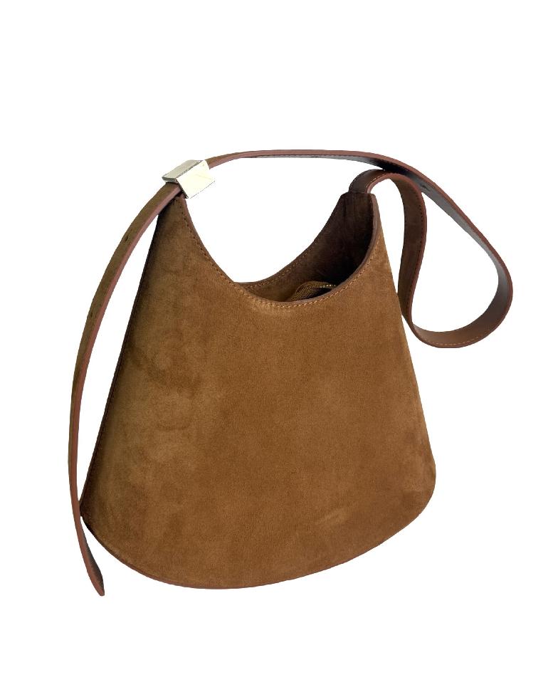 Kabelka s brúsenej kože, karamel