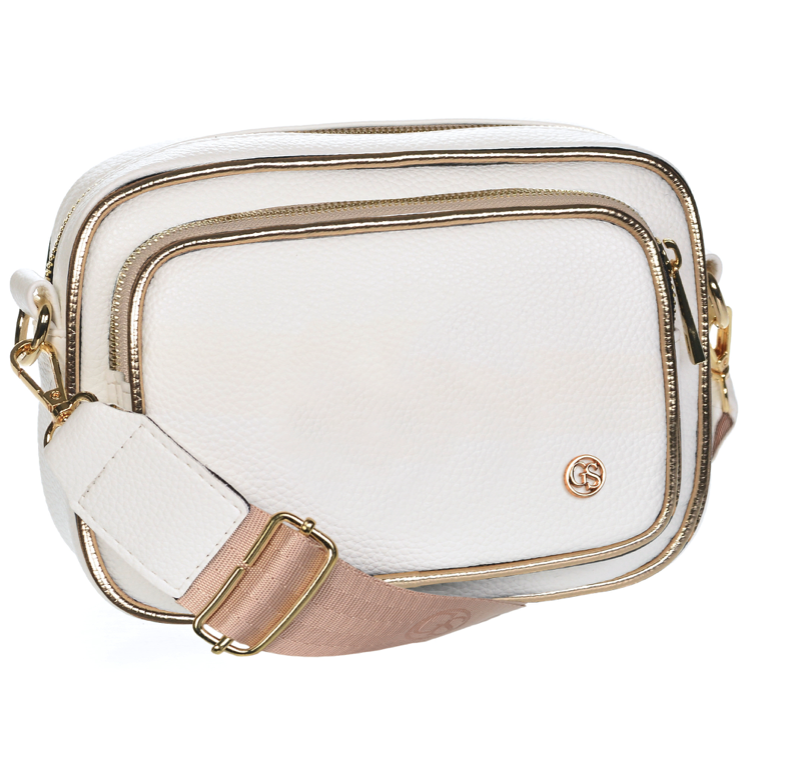 GROSSO malá bielo-zlatá crossbody kabelka GRETA